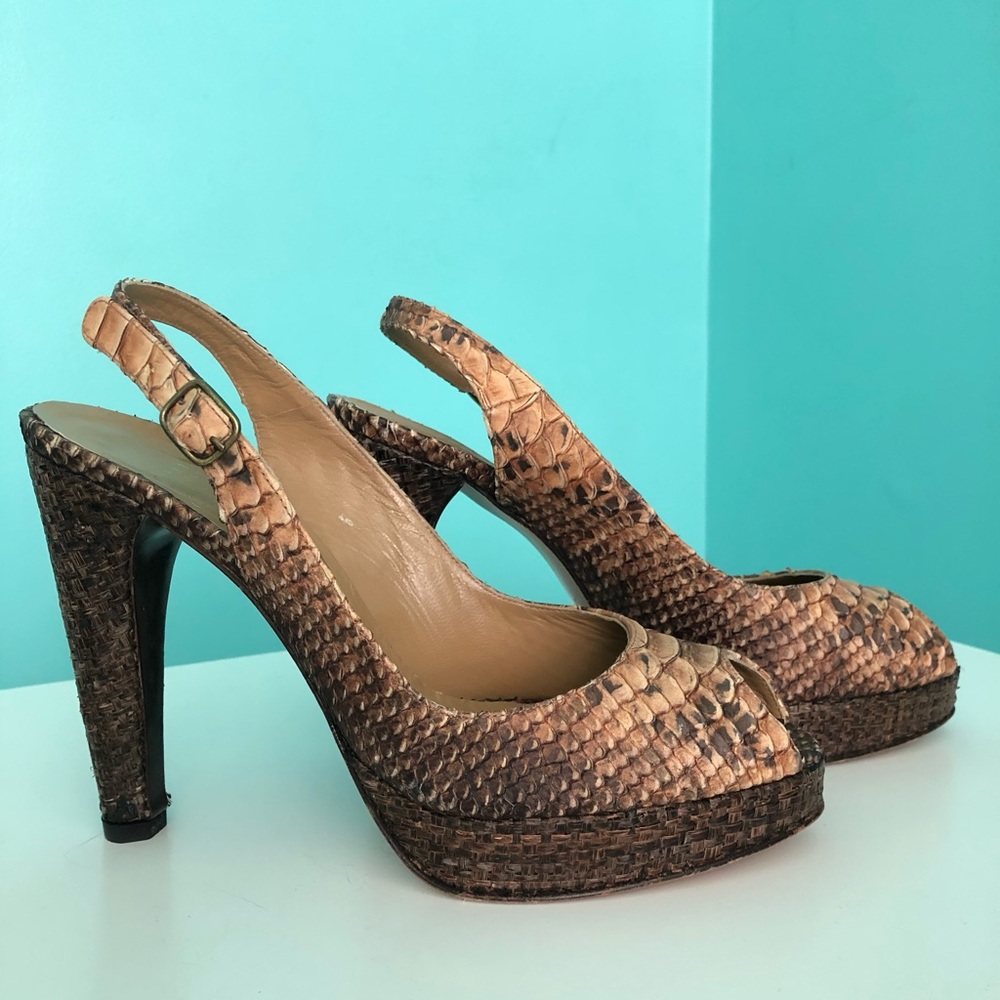 Stuart Weitzman Snakeskin Slingback Platform
